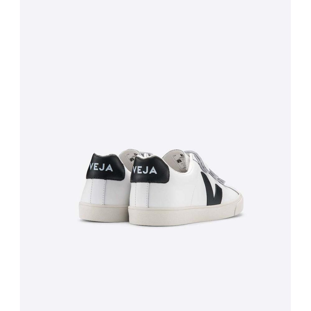 Women's Veja 3-LOCK LEATHER Sneakers White/Black | SG 610QMA